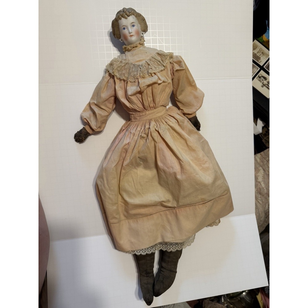 Antique Bisque China Head Doll W/Orig Body 21" - Picture 2 of 15